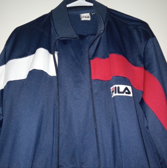 Blue, red & white Fila tracksuit..jacket is a large, pants are medium - Picture 2 of 8